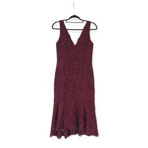 ✨ BHLDN Anthropology Cocktail Middie Dress – Maroon | Size Women's 6